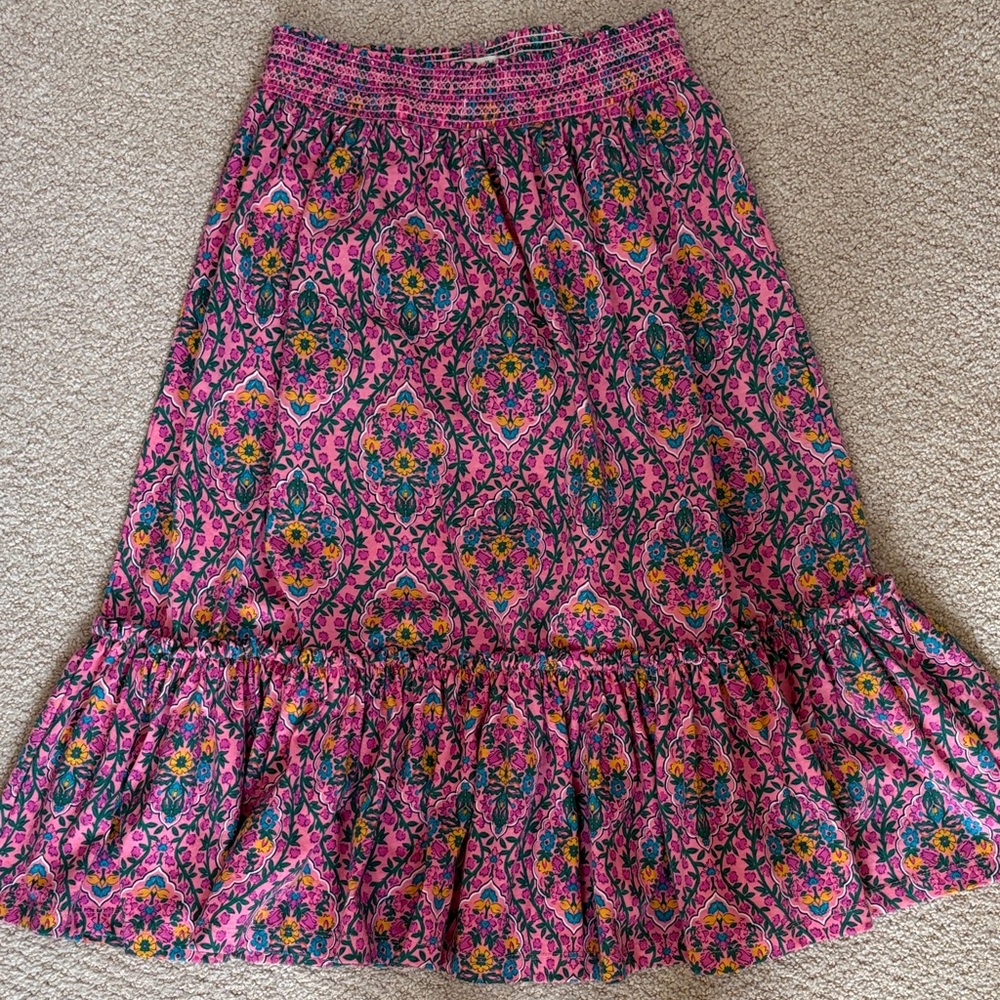 Mini Boden Pink Floral Tiered Girl's Skirt